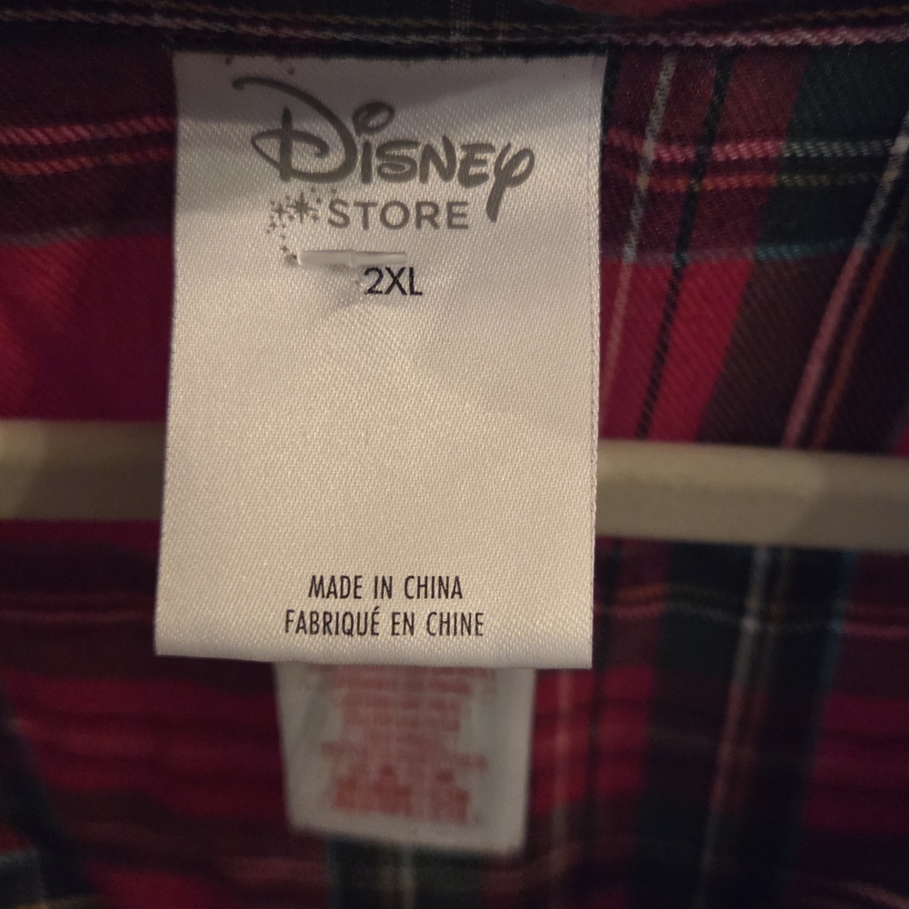 Disney Pajama Top Red Plaid with Mickey Mouse - Picture 4 of 5